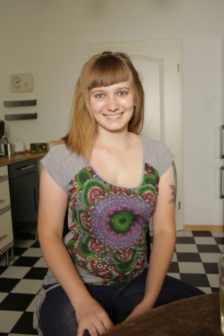 tiny teen using thick blue dildo sexy naked image